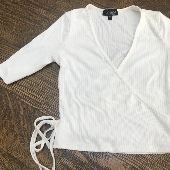 2/$20 Topshop White Wrap Top - Picture 3 of 5